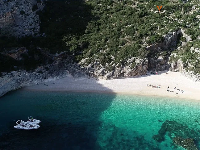 Drone view of bay of Grama, in Vlore Albania